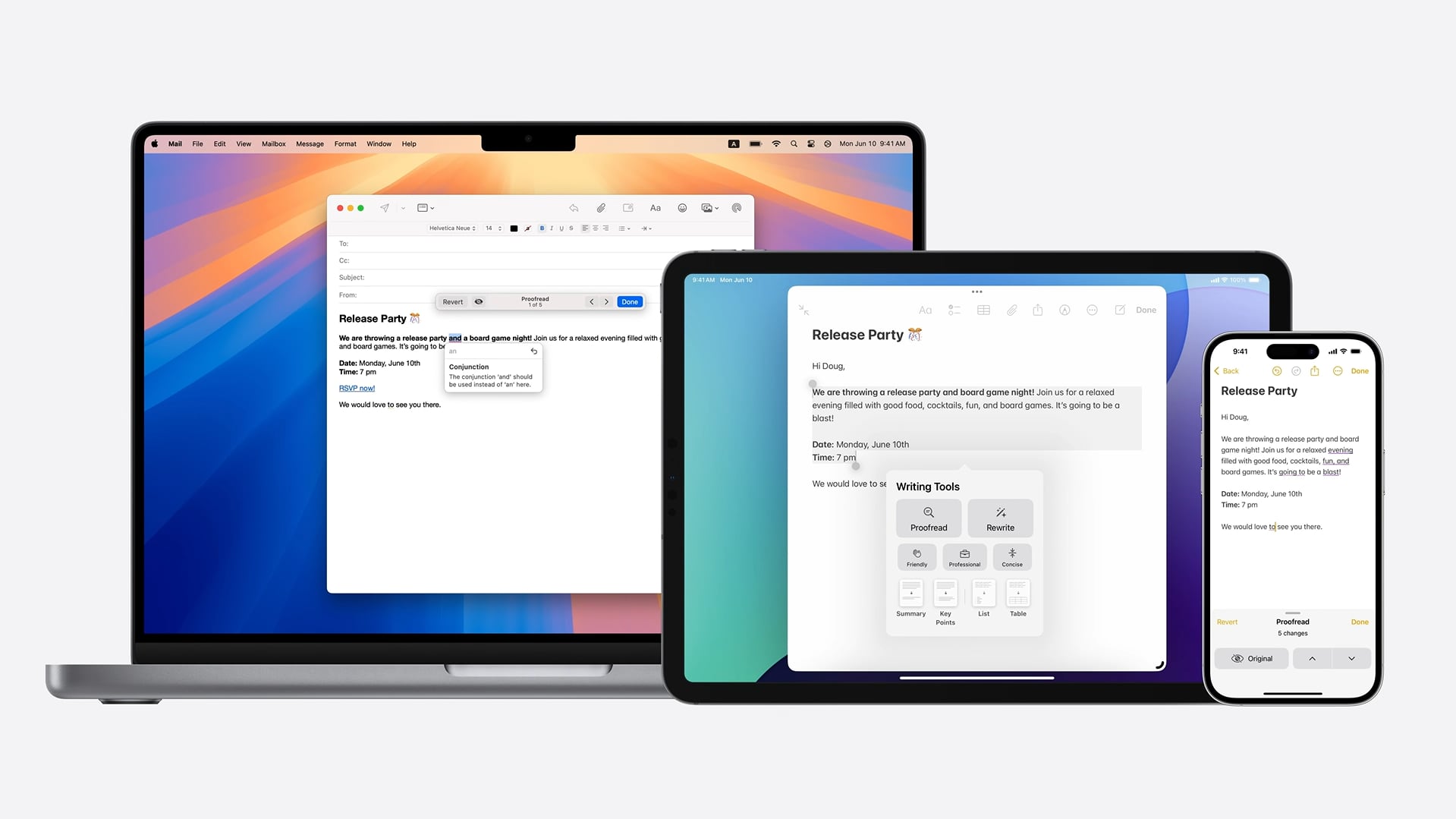 Writing Tools estará habilitado para algunos modelos de Mac, iPad y iPhone. (Apple)