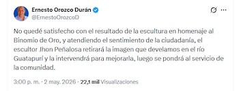 El mandatario ordenó su retiro por falta de realismo en las dos figuras - crédito @ErnestoOrozcoD/X