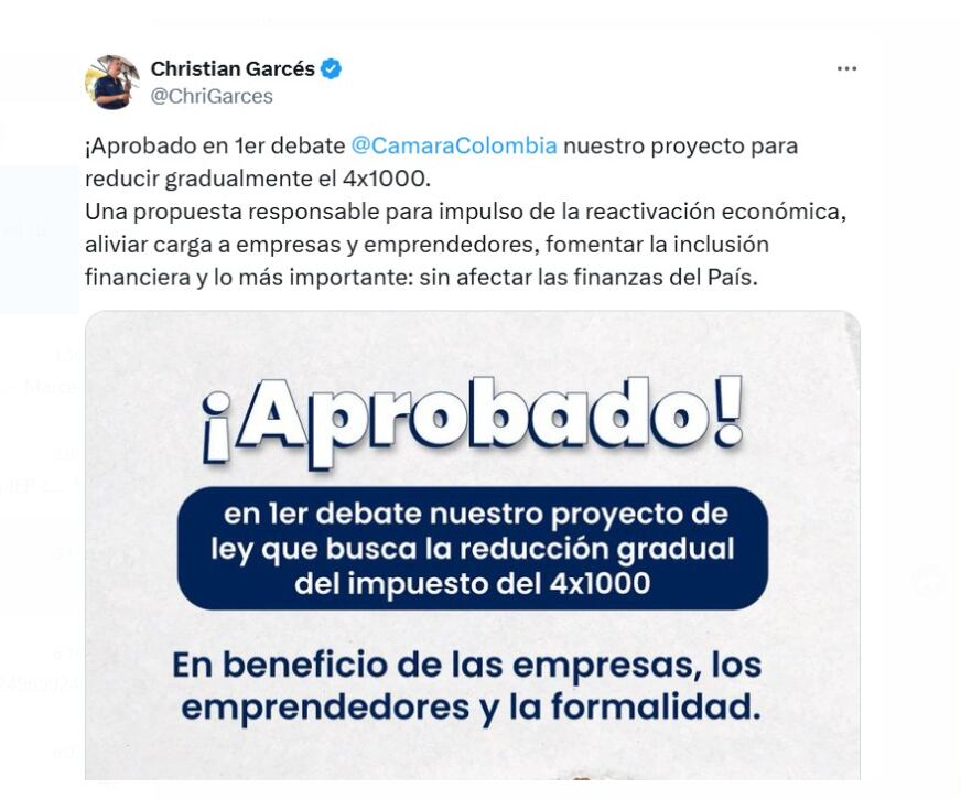 Christian Garcés, Katherine Miranda y Antonio Zabarain respaldan el plan para desmontar el 4x1000. La iniciativa logró superar el primer debate - crédito @ChriGarces/X