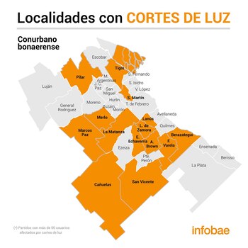 Las zonas más afectadas durante