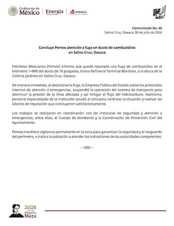 COMUNICADO OFICIAL DE PEMEX.
