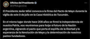 El mensaje del Gobierno en la convocatoria oficial al Pacto de Mayo