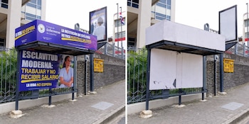 Una de las estructuras retiradas estaba ubicada frente a las oficinas centrales de la Caja Costarricense de Seguro Social (CCSS), en San José. Crédito: Colegio de Enfermeras Costa Rica