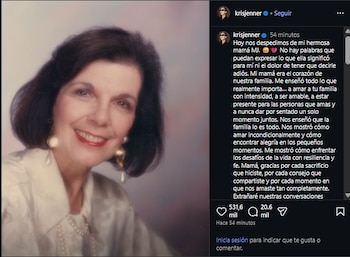 Kris Jenner expresó su dolor por la muerte de su madre. (Instagram)