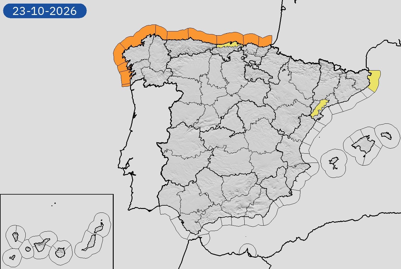 Avisos en España este viernes 23 de octubre de 2026. (Aemet)