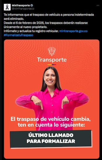 El Ministerio de Transporte comunicó