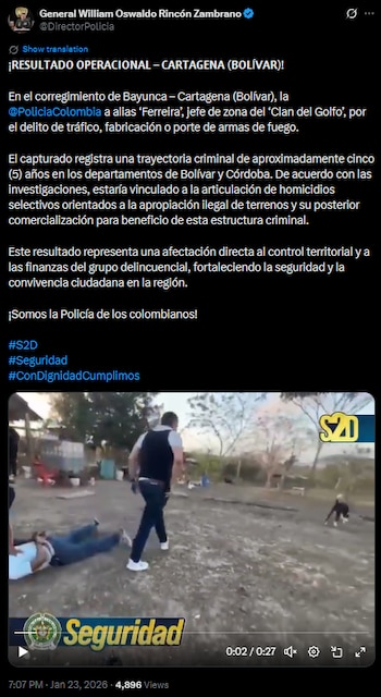 Policía Nacional capturó a jefe