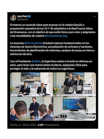 La empresa danesa Terma será la encargada de la modernización de los cazas F-16AM/BM de la Fuerza Aérea Argentina - Image 1