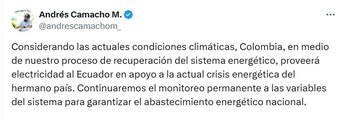 Andrés Camacho, ministro de Minas