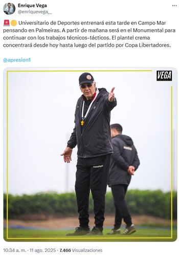 Universitario se pone a punto para el duelo ante Palmeiras. Crédito: X