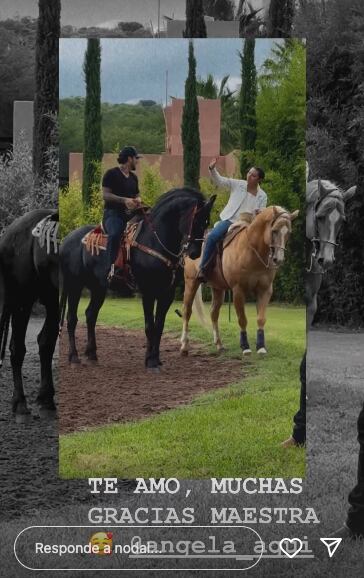 Ángela Aguilar enseñó a Christian Nodal a montar a caballo. (Instagram)