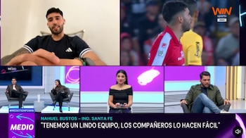Nahuel Bustos en diálogo con Win Sports sobre todo lo que le ha dejado su llegada al fútbol colombiano con Independiente Santa Fe - crédito @WinSportsTV/X
