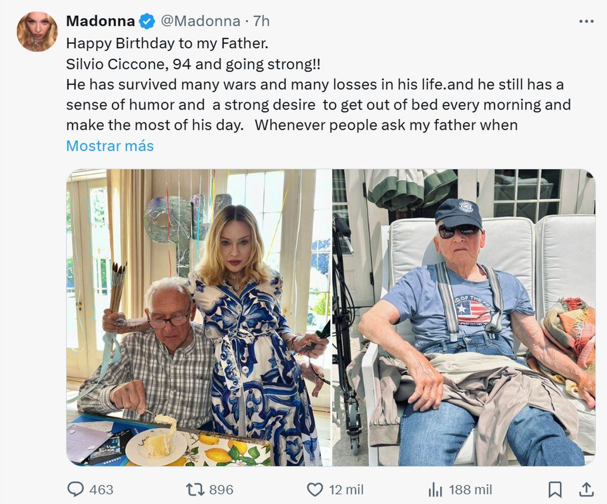 Madonna celebró el cumpleaños de su padre con un emotivo mensaje. (X/@Madonna)