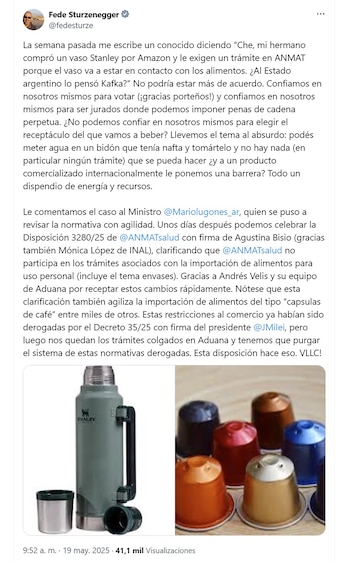 El posteo del ministro Federico