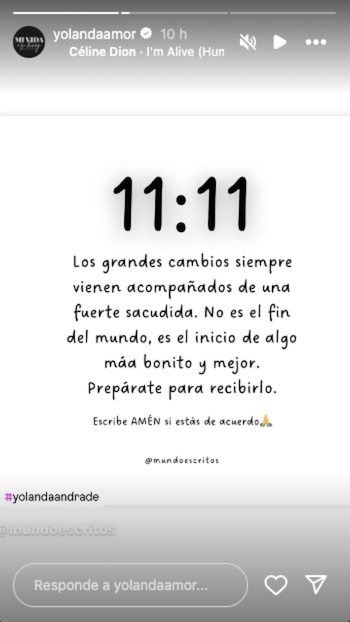 El sábado, Yolanda Andrade compartió