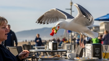 Cuál es el truco visual que hace que las gaviotas desistan de robar comida