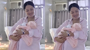 Katy Jara anunció el nacimiento de su tercer bebé con una fotografía tomada desde la clínica