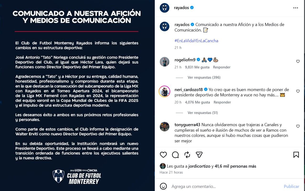 Los fanáticos de Rayados se mostraron molestos por la salida del goleador, sin embargo, para este 2026 demostró que sigue apoyando al equipo. (Captura de Video IG Rayados)