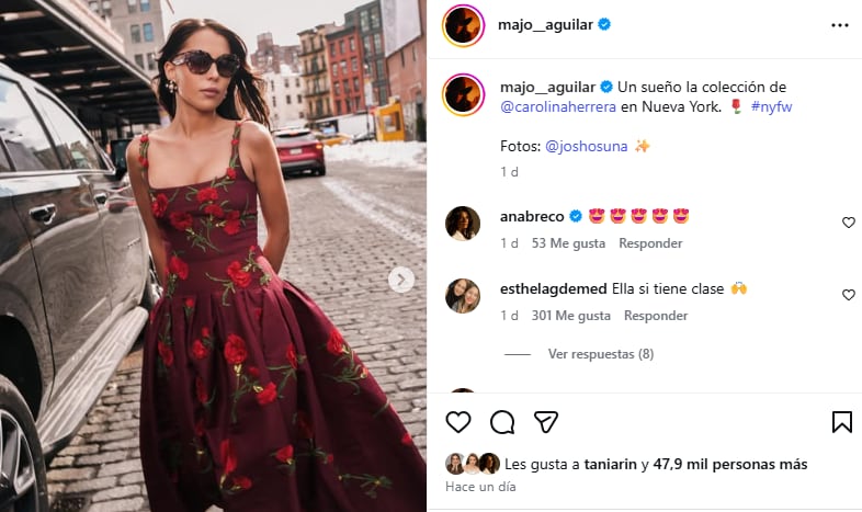La participación de Majo Aguilar en la pasarela neoyorquina reafirma el alcance global de la música regional mexicana y el sello de la dinastía Aguilar.(Captura de pantalla)