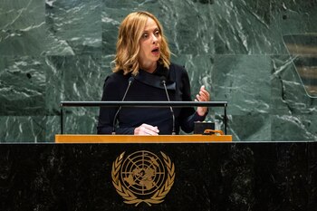 Meloni en la ONU (REUTERS/Eduardo