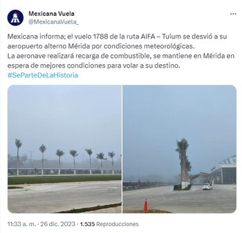 Mexicana de aviación informa que