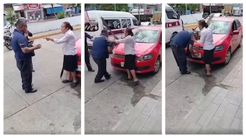 Con machete en mano mujer de la tercera edad amenaza a policía para evitar multa de su auto en Chiapas
