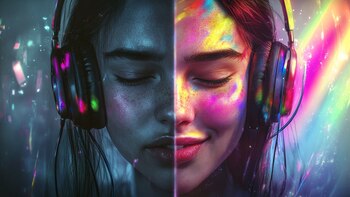 Mujer, chica con dispositivo de