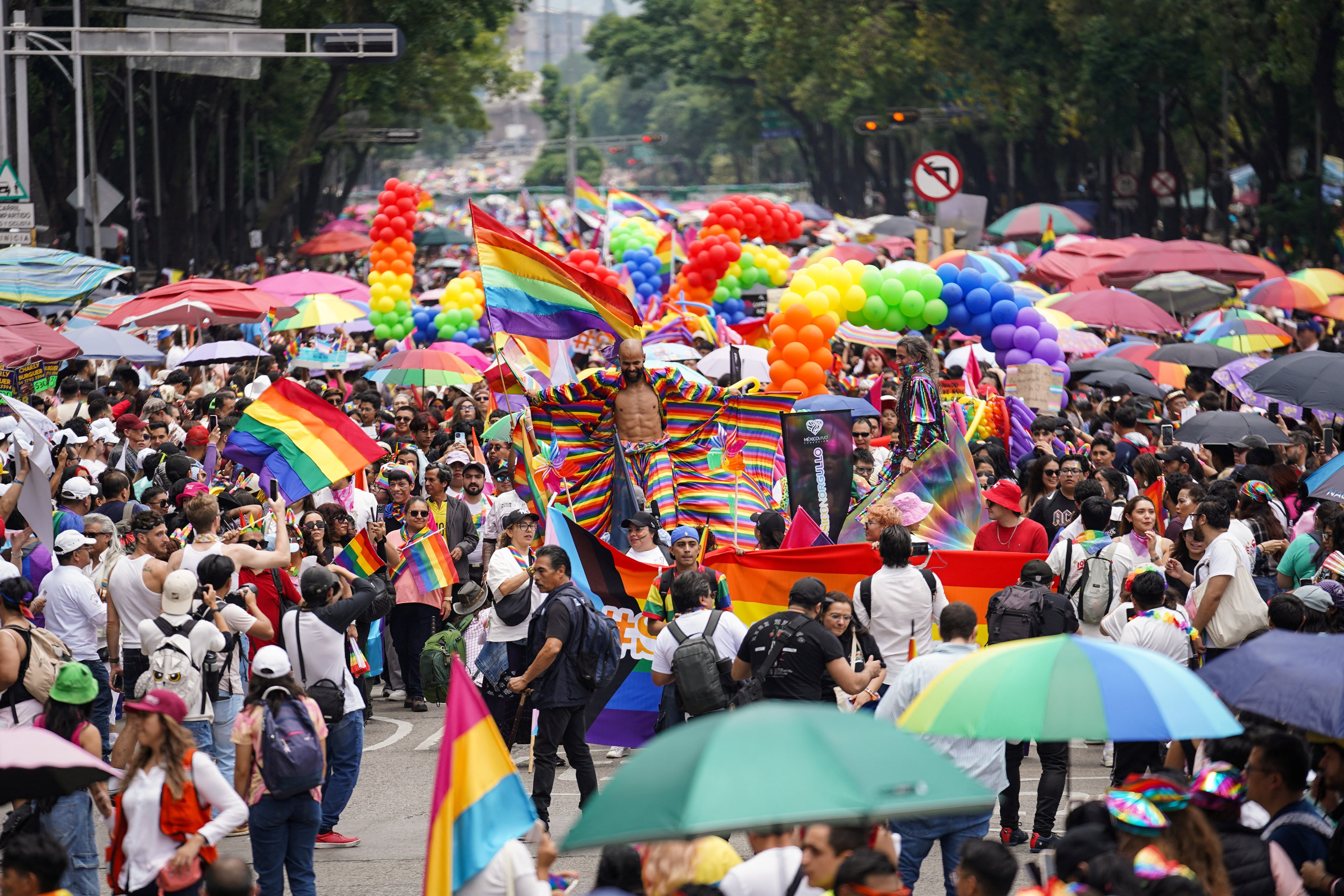 People attend the annual Pride Parade in Mexico City, Mexico June 28, 2025. REUTERS/Toya Sarno Jordan