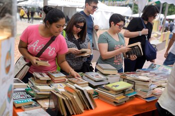 Una mujer busca libros durante
