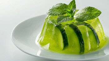 Gelatina verde decorada con rodajas