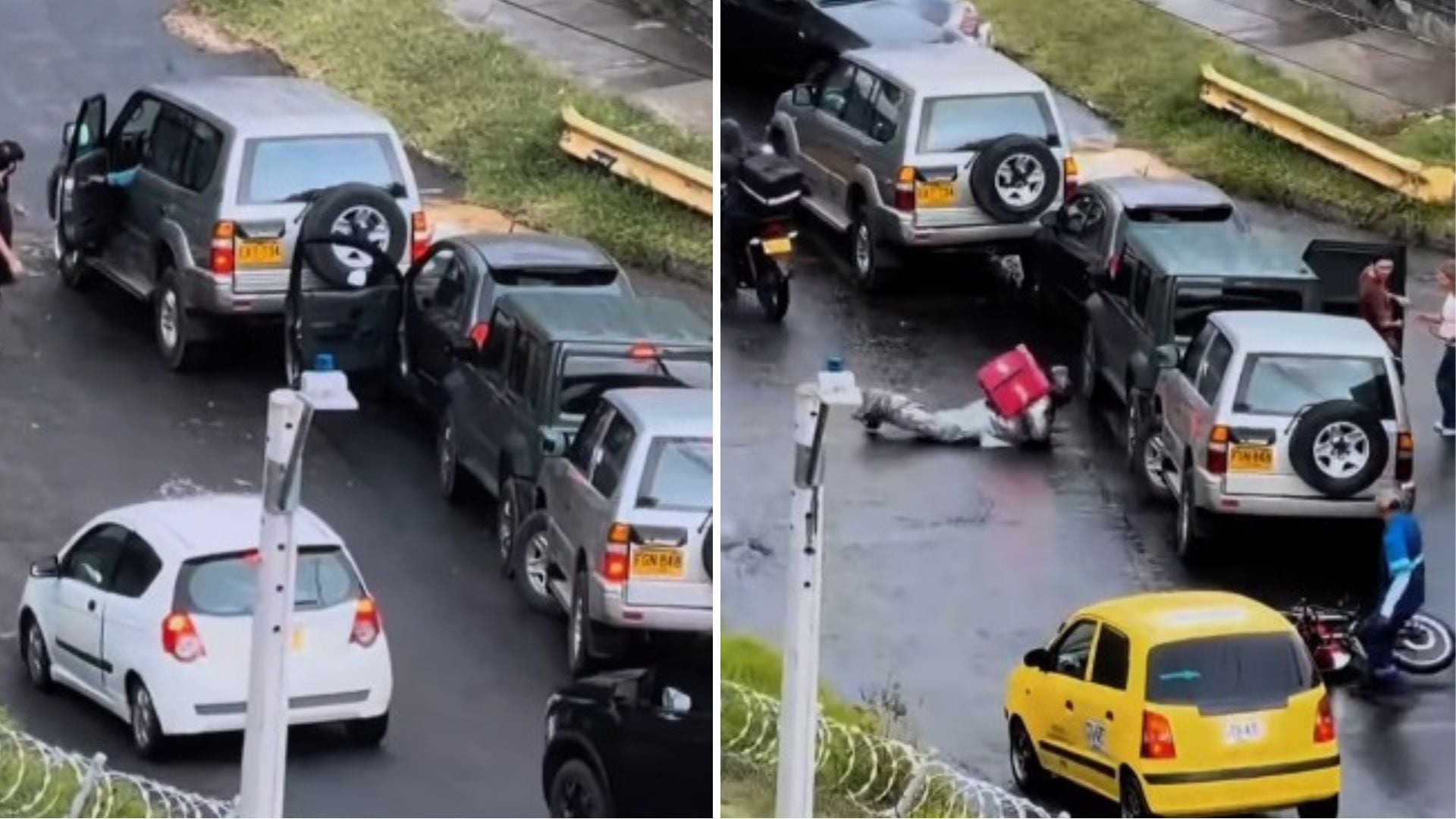 Colisión múltiple dejó al menos siete vehículos involucrados en Medellín: había aceite en el asfalto