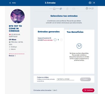 Paso 5- Elige cuántas entradas