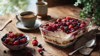 Tiramisú de frutos rojos, postre cremoso y afrutado con inspiración italiana. - (Imagen Ilustrativa Infobae)