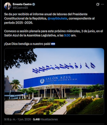 Castro afirmó que la cadena nacional en la que se mostró la nueva capacidad de respuesta y atención del Hospital Rosales, vale por la rendición del período 2025 -2026.