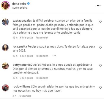 Usuarios envían fuerzas a Rebeca Escribens. (Instagram)