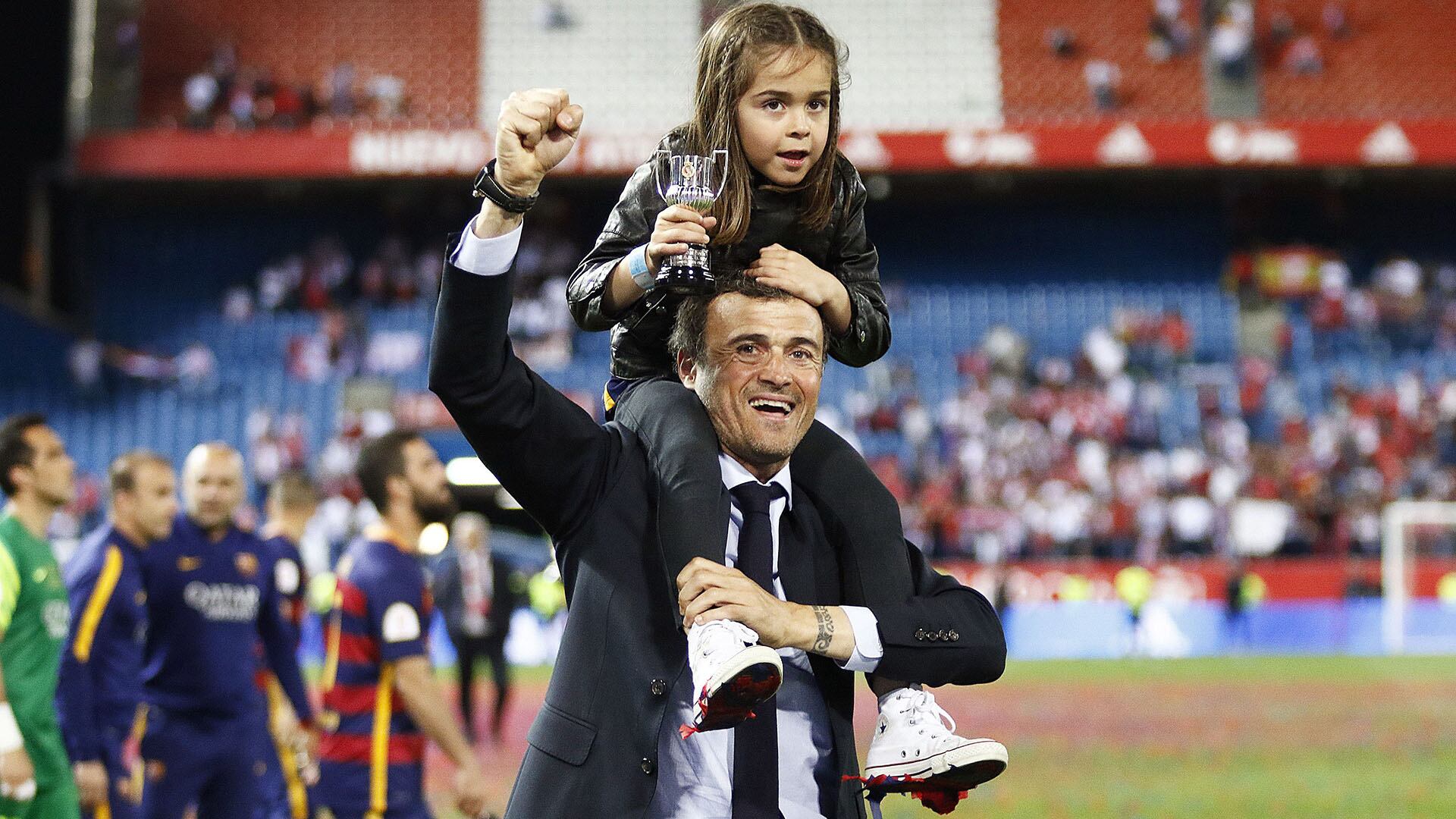 Luis Enrique y Xana durante la etapa del entrenador en Barcelona (Grosby)