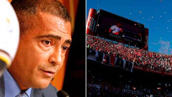 Romario partida con una hinchada de River
