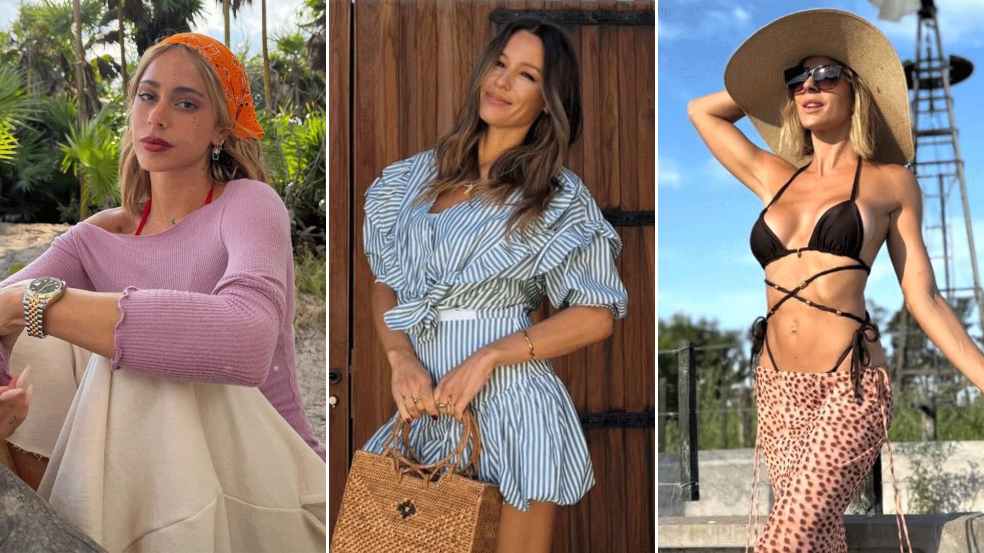 Las figuras más reconocidas del espectáculo apostaron por materiales naturales y diseños versátiles para sus looks de vacaciones