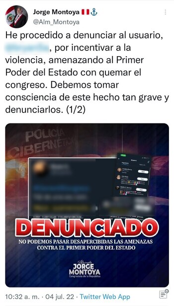 Jorge Montoya afirma que el Congreso es el primer poder del Estado.