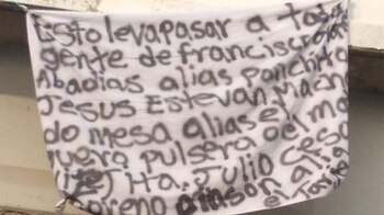 Narcomanta contra 'El Güero Pulseras'