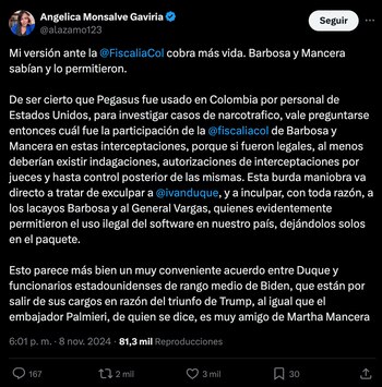 Angélica Monsalve habló sobre el