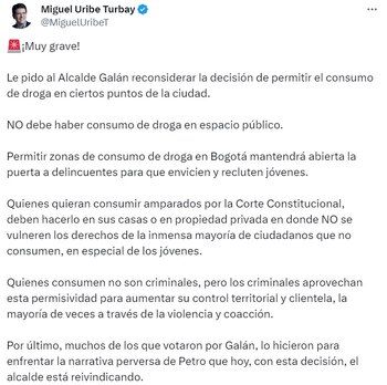 Esto sostuvo el político en sus redes sociales - crédito X