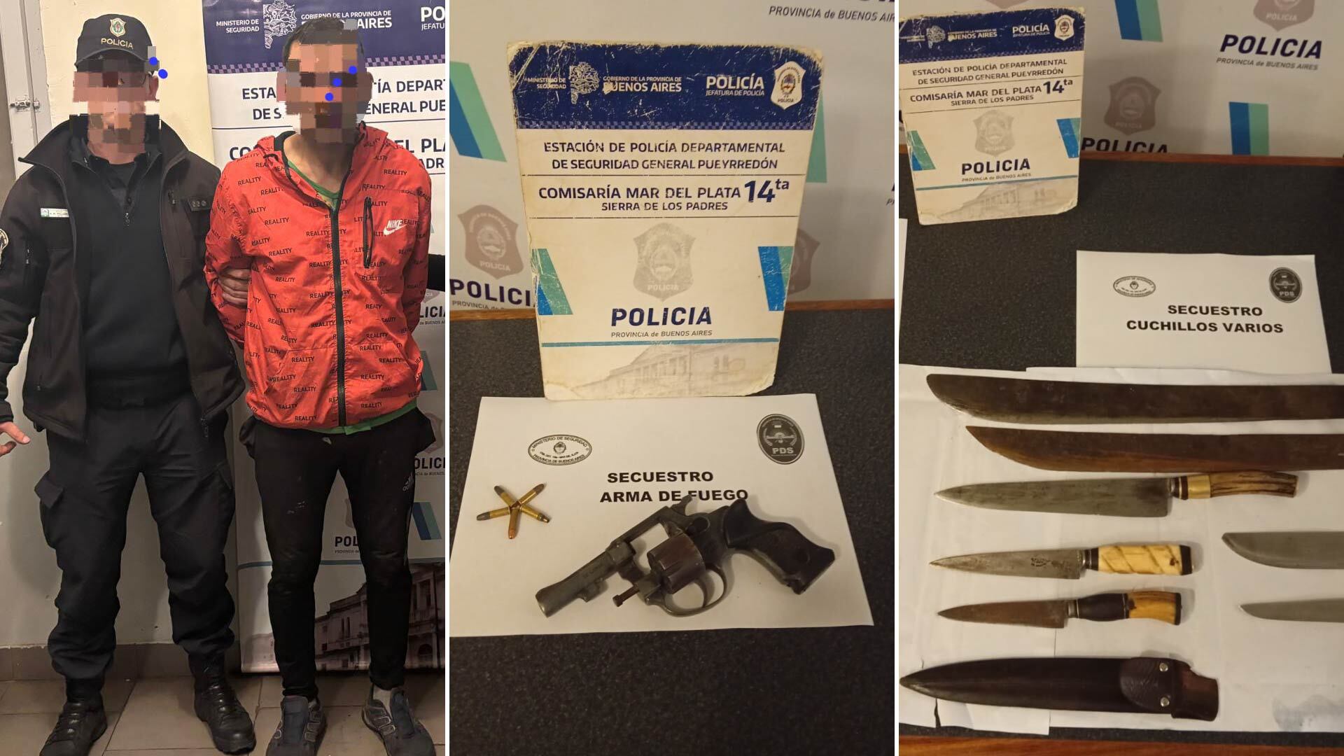 El detenido y las armas que le descubrieron