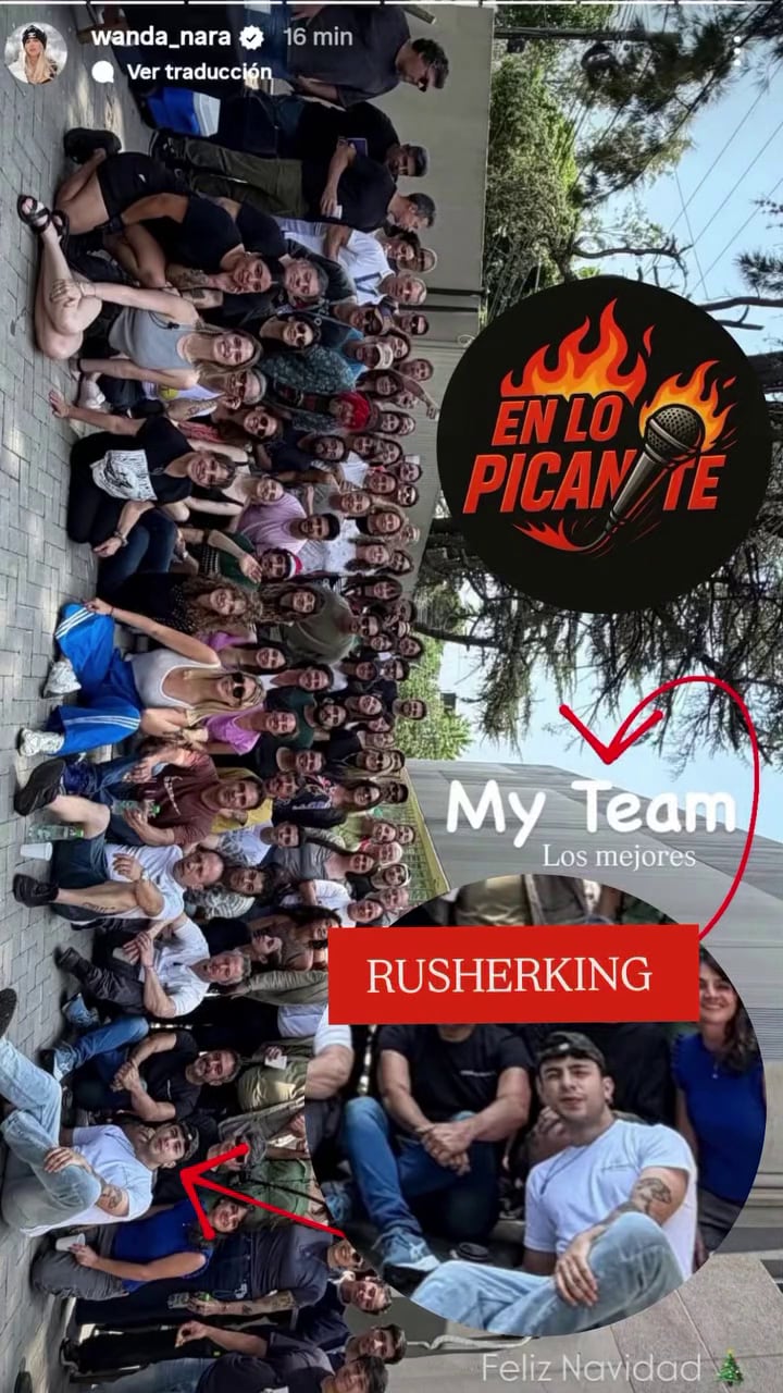 Rusherking apareció junto a los famosos y los miembros de la producción del reality show de cocina (Instagram)
