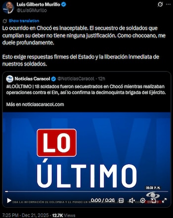 Luis Gilberto Murillo afirmó que