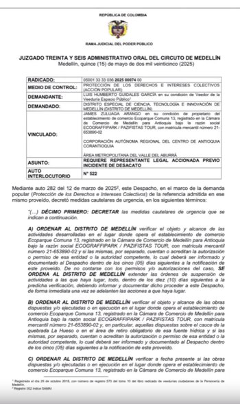 El Juzgado 36 Administrativo Oral