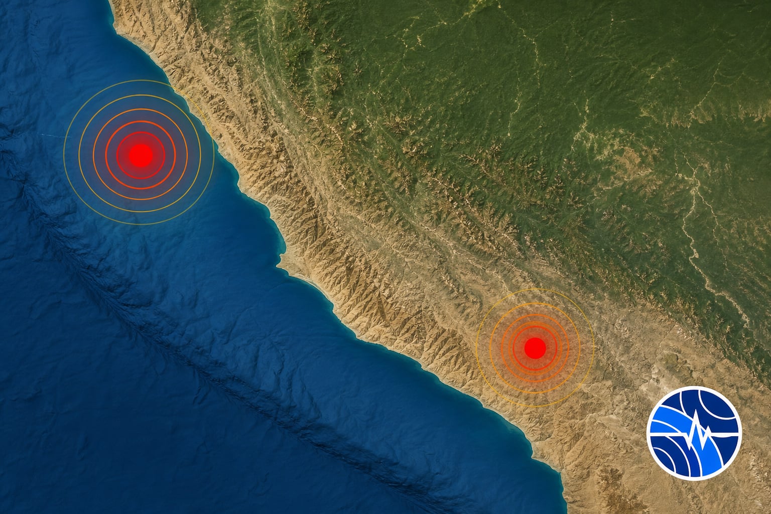 Un mapa del Instituto Geofísico del Perú ubica los epicentros de sismos recientes registrados frente a Huaura y en Torata. (Imagen Ilustrativa Infobae)