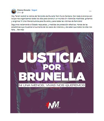 Posteo Femicidio Brunella Yemi Curie Centeno