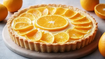 Tarta de naranja invertida. (Adobe
