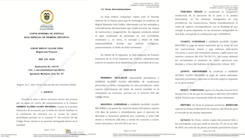 La sentencia ordenó que Germán Olano indemnice al IDU con $3.436.759.367, pague una multa y quede inhabilitado para ejercer funciones públicas - crédito Corte Suprema de Justicia